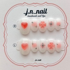 [Popular]Unique peach cheek handmade nail tip - Almond Egg / [인기]유니크 복숭아 치크 수제네일팁 - 아몬드에그