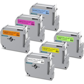 6 Pack Color M-K231 Compatible Label Tape Replacement for Brother P Touch M Tape M231 M-K231s 12mm 0.47 Inch for Brother P-Touch Label Makers PT-M95 PT-90 PT-70 PT-65 PT-85 Label Makers,Black on White