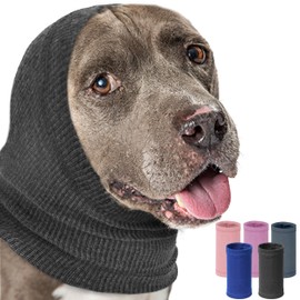 PUMYPOREITY Calming Dog Ears Cover, Dog Ear Muffs Noise Protection, Dog Ear Protection for Anxiety Relief, Dog Calming Hood, Dog Headband for Anxiety, Ear Muffs for Dogs and Cats,Grey,M