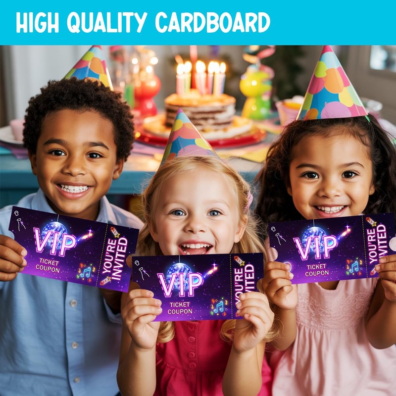 Doguiei Neon Vip Birthday Party Invitations, Purple VIP Invitations Card