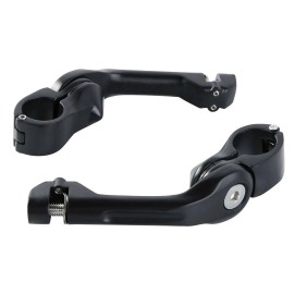 TCMT Matte Black 1 1/4" Adjustable Highway Long Angled Foot Peg Mount Fit For Harley