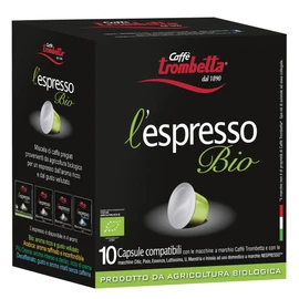 Trombetta Nespresso Organic Italian Coffee - 10 Capsules “L’espresso Bio” Instant Organic Espresso Coffee - Compatible Nespresso Espresso Coffee Pods