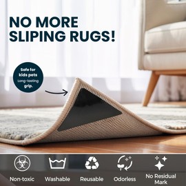 AMERITINS Reusable Rug Grippers – 24 Triangle Pads for Wood & Laminate Floors | Non-Slip, Washable Carpet Tape for Corners