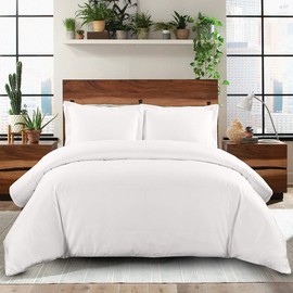 608-Thread-Count, 100-Percent Cotton 3PC King-California King Duvet Cover Set, White