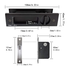 GIFSIN 6.3” Privacy Pocket Door Lock Hardware,Invisible Door Handle with Keys,Recessed Door Handle for Pocket Sliding Door Lock Furniture Hardware,Matte Black