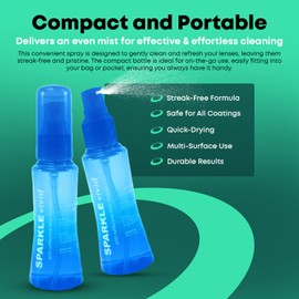 Sparkle Vivid Anti-Reflective Lens Cleaner Spray Kit - (2) 2oz Glasses Cleaner Spray, (5) Pre-Moistened Lens Wipes & (1) Multipurpose Pouch for Eyeglasses, Lenses and Camera Cleaning Kit (8 Piece Set)