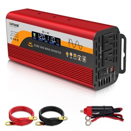 500W Pure Sine Wave Inverter, 12V/24V Auto-Detect, 50Hz/60Hz Switchable, LCD Display, Type-C Fast Charging, Silent Design, Overload & Overheat Protection for RV, Home