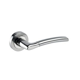 Duo Finished Chrome Door Handles on Rose H750024D - 50mm Diameter Rose