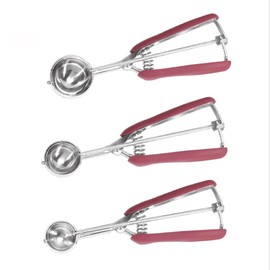 ZONADAH Set of 3 Ice Cream Scoop Stainless Steel Cookie Scoop 3cm 4cm 5cm Digging Ball Scooper Dough Food Baller Spoon for Fruit Potato Ice Cream Cupcake