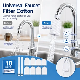 10-Piece Faucet Filter Bags for Kitchen & Bathroom – Thick Cotton Splash Guards with T-Strap Fastening