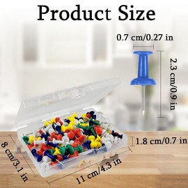 100 Pcs Thumb Tacks - Metal Drawing Push Pins Transparent Poster Pin Clear Plastic Head Poster Tacks Wall Hangings Steel Point for Home Office Pin Board Notice Board Pins(Silver Needle)