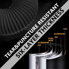 TEAIERXY 3 Inch 8 Feet Dryer Vent Hose,Flexible Insulated Air Ducting,Diesel Heater Hose PVC Aluminum Foil with 2 Clamps for HVAC Ventilation(Black)