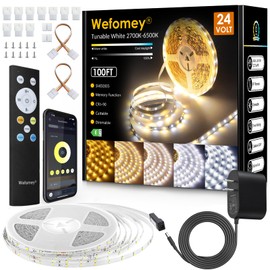 Wefomey White LED Strip Lights, Upgraded 100ft Dimmable 2700K-6500K Bright 24V LED Light Strip with Remote and App Control, 1440 LEDs Flexible Tape Lights for Living Room, Bedroom, Kitchen, Ceiling