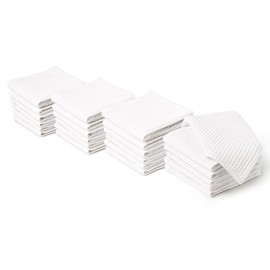 Encasa Dish Towels Cotton 12x12 in Highly Absorbent and Quick-Drying, Use Once and Wash Cleaning, Ultra-Soft Multipurpose Kitchen Dish Cloths | Pack of 24 | White