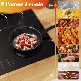 Traenvir 4 Burner Electric Cooktop, Built-in 30 Inch Electric Stove Top 6600W, Ceramic Stove Top with Expanded Zone, Touch Control, Child Lock, Timer, Pause Control, 220V - 240V Hard Wire, No Plug