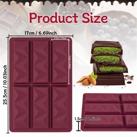 ZUGHXMS Mini Chocolate Molds Silicone Deep,Dubai Chocolate Granola Bar Pistachio Mold Making Kit,Thick Moule Chocolat Molde Triangle Form for Diy Stuffed Candy Cookie Pastry Cheesecake Make at Home