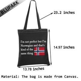 BLUPARK Norwegian Gift Norway Flag Tote Bag for for Norwegian, I'm Norwegian Bk, One Size, Retro