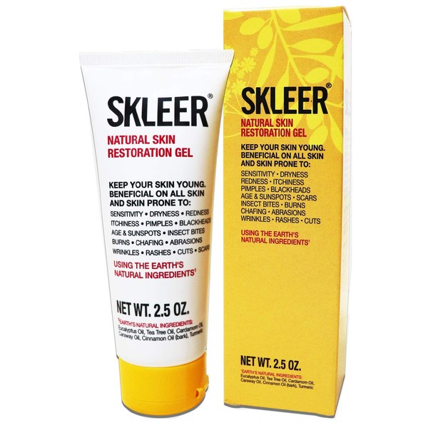 SKLEER - Natural Skin Restoration Gel - All Skin Types - For Better Looking Skin (2.5 Ounce)