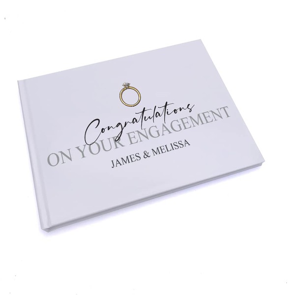 Personalised Congratulations on your Engagement Guest Book White
