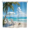 Riyidecor Blue Ocean Beach Theme Shower Curtain 72Wx72H Inch Summer