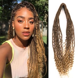 Hanne Fashion Boho DE Dreadlock Extensions 24 Inch Box Braids Double Ended Dreadlock Extensions Bohemian Style Synthetic Reggae Hair Curly loose Ends Dread Extensions for Women (24 Inch, MT4/27)