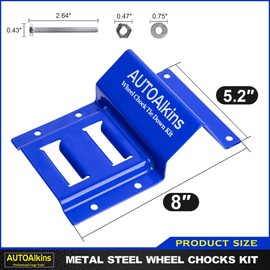 AUTOAlkins Wheel Chock Tie Down Kit, Trailer Tie Down Strap Kit, Heavy Duty Trailer Tie Down System for UTV, ATV, Mower, etc, Wheel Chock & Tie-Down Accessories, 4-Tire Kit