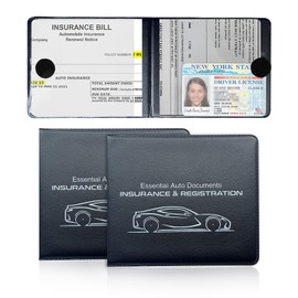 Kewucn Car Registration and Insurance Holder, 2 Pack Premium Auto Essential Document Organizers with Strong Velcro Closure, Universal Vehicle Interior Accessories for Most Cars(Style 1, Black)