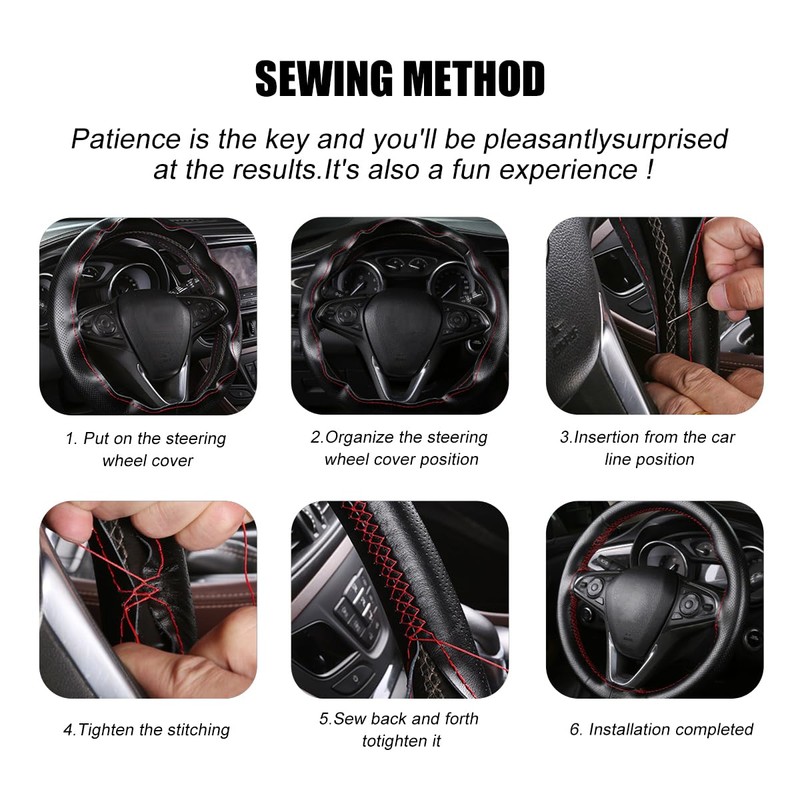 Wevdn Genuine Leather Steering Wheel Cover, Stitch on Wrap, DIY