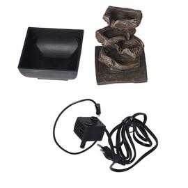 Tabletop Water Fountain Resin with Cascading Rock Waterfall and LED Lights for Office Home Decor EU Plug 220-240V