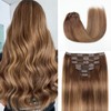 Mocona Clip in Hair Extensions Real Human Hair, 16 Inch