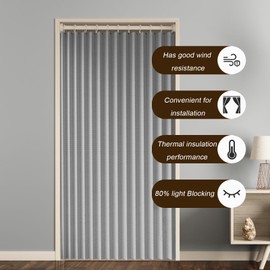 Momooda Blackout Door Way Privacy Curtain for and Closets Room Divider, Pleated Folding Invisible Magnetic Thermal Insulated Door Curtain, 1 Panel, Grey, 31" x 79"