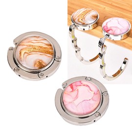 SURALIN 2 x Bag Holder for Table, Foldable Purse Hooks, Women's Bag Holder, Handbag Holder, Wallet, Handbag Holder for Table, Marble Hook