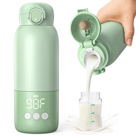 Portable Bottle Warmer for Travel,Milk Warmer for Baby Breastmilk with Fast Heating & Precise Temp Control, Bottle Warmer for Car, Outdoors, 12 Ounces (Green)