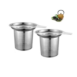 Tea Strainer Pack of 2 Stainless Steel Tea Strainer Tea Strainer with Handle Tea Strainer for Loose Tea Reusable Tea Strainer Fine Tea Strainer for Teapot Tea Filter for Most Tea Cups and Tea Bowls