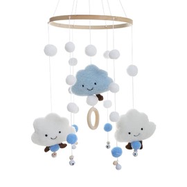 Swecomze Baby Wind Crib Chime with Felt Balls, 3D Clouds, Hanging Bed Bell Mobile Game for Children’s Nursery, Bed Decor