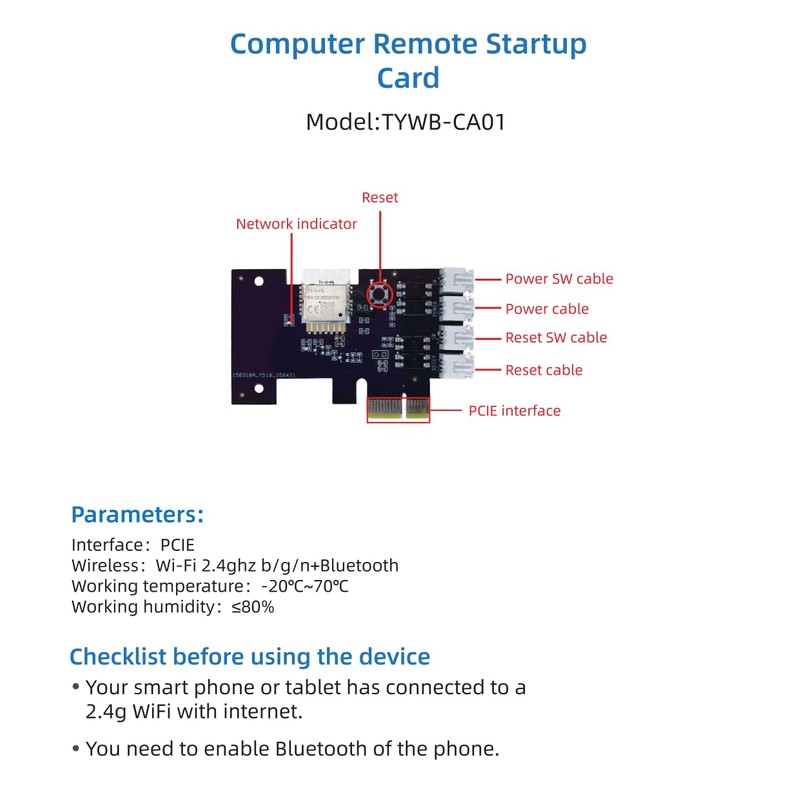 Huacaoe Smart PC Boot Button, WiFi Remote Power On/Off Switch