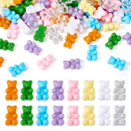Cheriswelry 80Pcs Opaque Gummy Bear Cabochons Candy Color Cartoon Bear Flatback Crafts 8 Colors 17x11x7mm for Nail Art Hairband Scrapbooking Jewelry Decoration