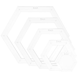 BENECREAT 5 Sizes Hexagon Quilting Template, Acrylic Intricate Sewing Machine Ruler with 3.5mm Seam Allowance for DIY Hand Patchwork Cutting Craft, 5Pcs