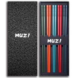 Fiberglass Chopsticks Reusable Chopsticks Dishwasher Safe 5 Pairs 9.4 Inches/24cm Matte Non-Slip Home Hotel Restaurant Dining Tools, Japanese Chop Sticks Gift Sets, Solid Colors