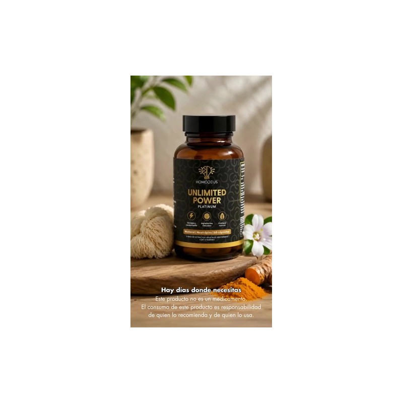 Homodeus Platinum Nootrópico Mejorado Suplemento Natural Hongo Melena León Bacopa
