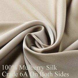 100% Mulberry Silk Pillowcase for Hair and Skin, Both Side 19 Momme Silk with Hidden Zipper,2 Pack (Light Brown, Standard)