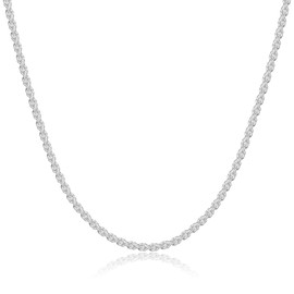 GLIJWELE Silver Chain for Men, Sterling Silver Chain for Men Necklace Chain 2.5mm Silver Chain Mens Chain Sterling Silver Necklace for Men Rope Chains for Men 18 inch