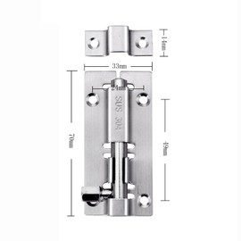 Meiyea 1 Pcs 3-inch Bolt Door Lock,with 8 pcs Screws.Stainless Steel Sliding Door Locks Latch, Gate Bolt Door Security Slide Lock Bolts for Bedroom Bathroom and Toilet All Types of Internal Doors