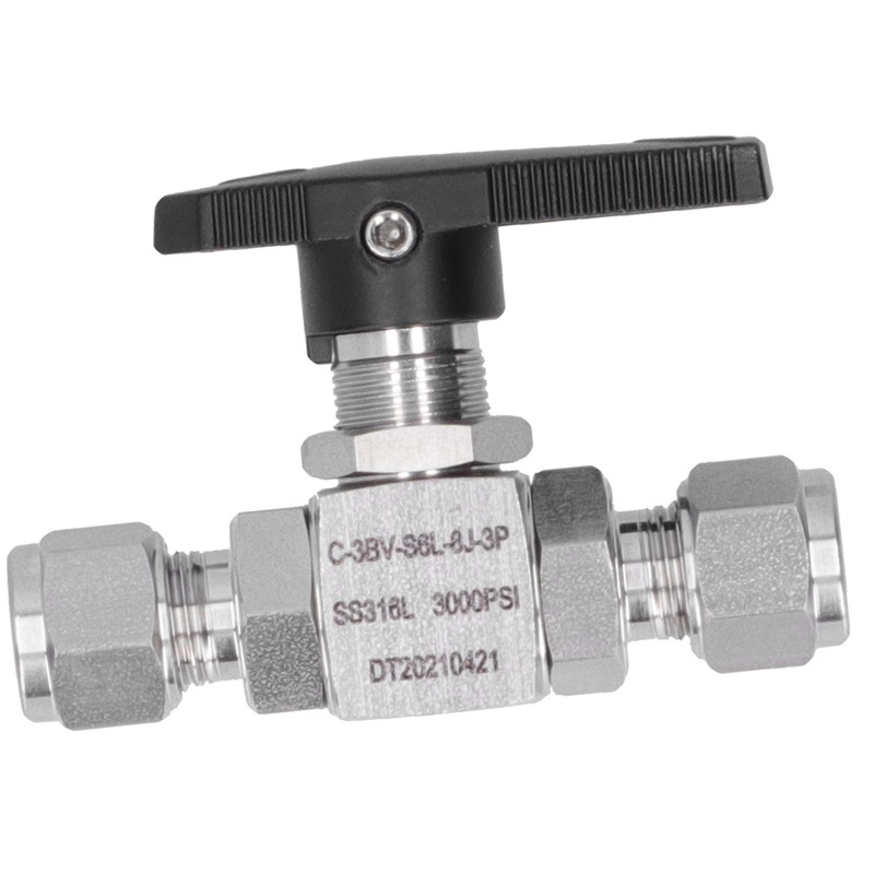 Ball Valve Stainless Steel 3Piece Type StraightThrough Ferrule Equipment SS316L