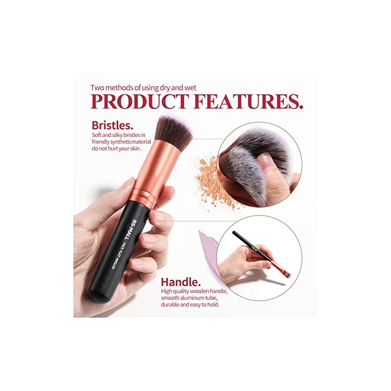 BS-MALL Premium Synthetic Foundation Powder Concealers Eye Shadows Silver Black