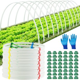 Remiawy Garden Hoops for Raised Beds, 6.5 Ft Long One Piece Design Greenhouse Hoops Grow Tunnel, Rust Free Fiberglass Diy Greenhouse Support Frame for Row Cover Plant Shade Cloth Fabric Netting 12 Pcs