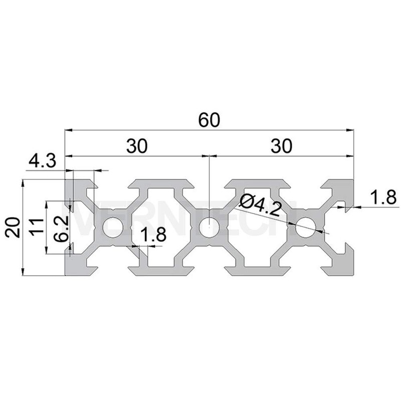 Iverntech 2PCS 1000mm 2060 V Slot Black Aluminum Extrusion 39.37