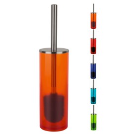 Spirella WC Bürste Klobürste Toilettenbürste hochwertig „Nyo Acryl“ mit hygienischem Behälter Orange