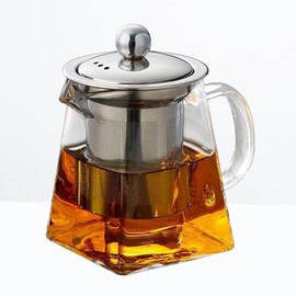 Cabilock Heat-Resistant Glass Teapot 32Oz with Stainless Steel Infuser Stovetop Safe for Loose Leaf and Blooming Tea Brewing