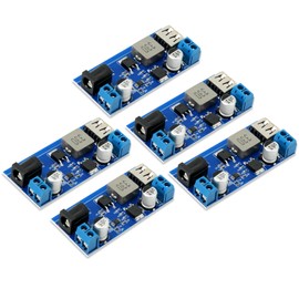 DC-DC Buck Converter 24V/12V to 5V 5A, QIQIAZI Step Down Converter, Power Supply Step Down Module, Step-Down Converter, Adjustable Power Supply, Down Module with USB Port (Pack of 5)